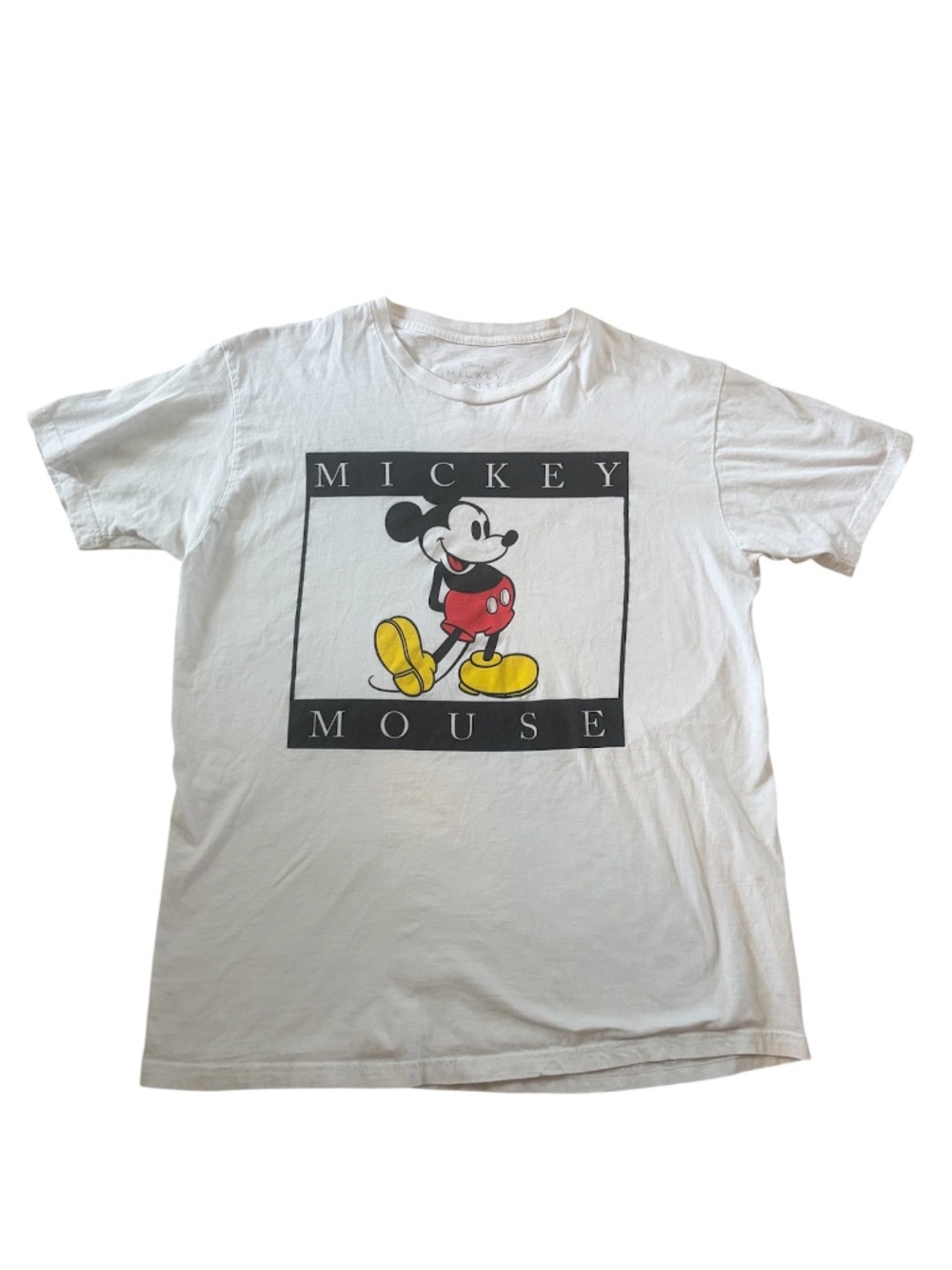 Disney White T-Shirt with Mickey Mouse Graphic | Size Large